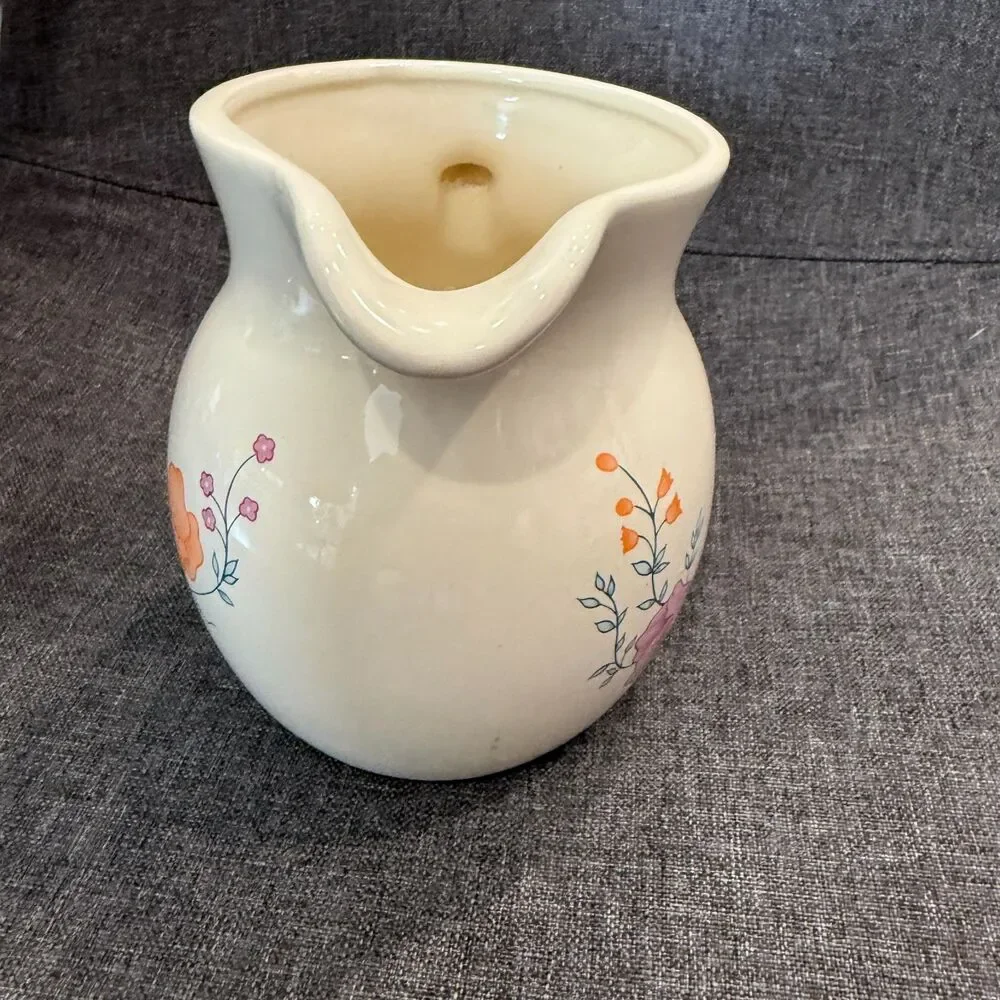 Vintage ceramic pitcher with flowers, (see page for salt and pepper shakes)